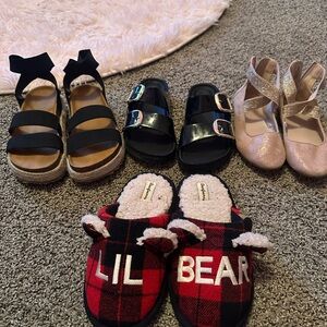 Dearfoams slippers, Black Sandals and Pink Glitter Shoes Set,